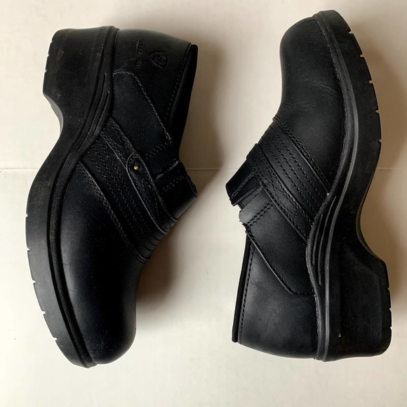 Ariat Black Leather Safety Clog Steel Toe Slip On 9 - Picture 2 of 7
